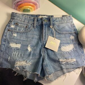 Just black denim shorts